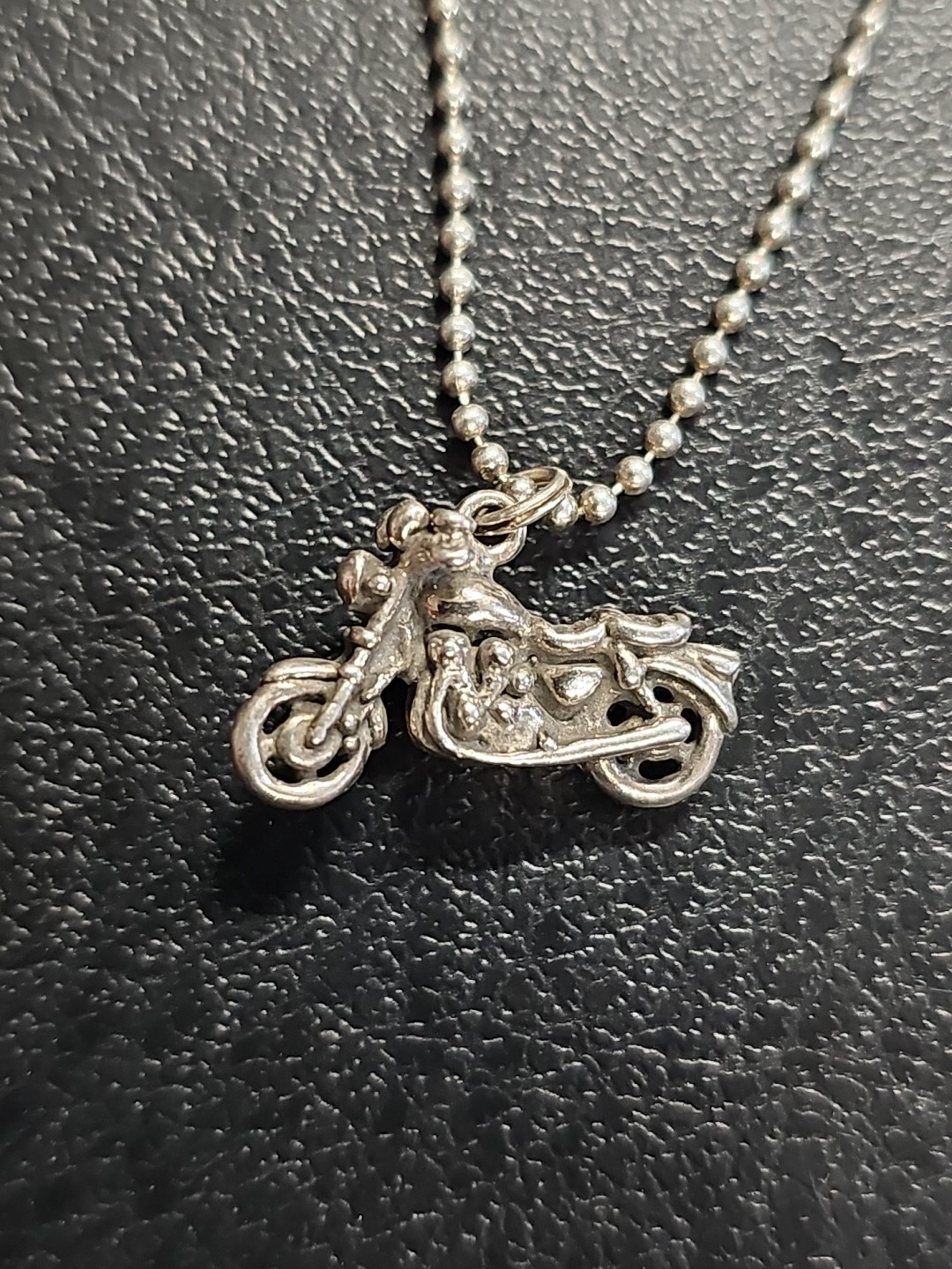 Sterling Silver 925 MOTORCYCLE Pendant W/ 20″ Bead Chain Necklace