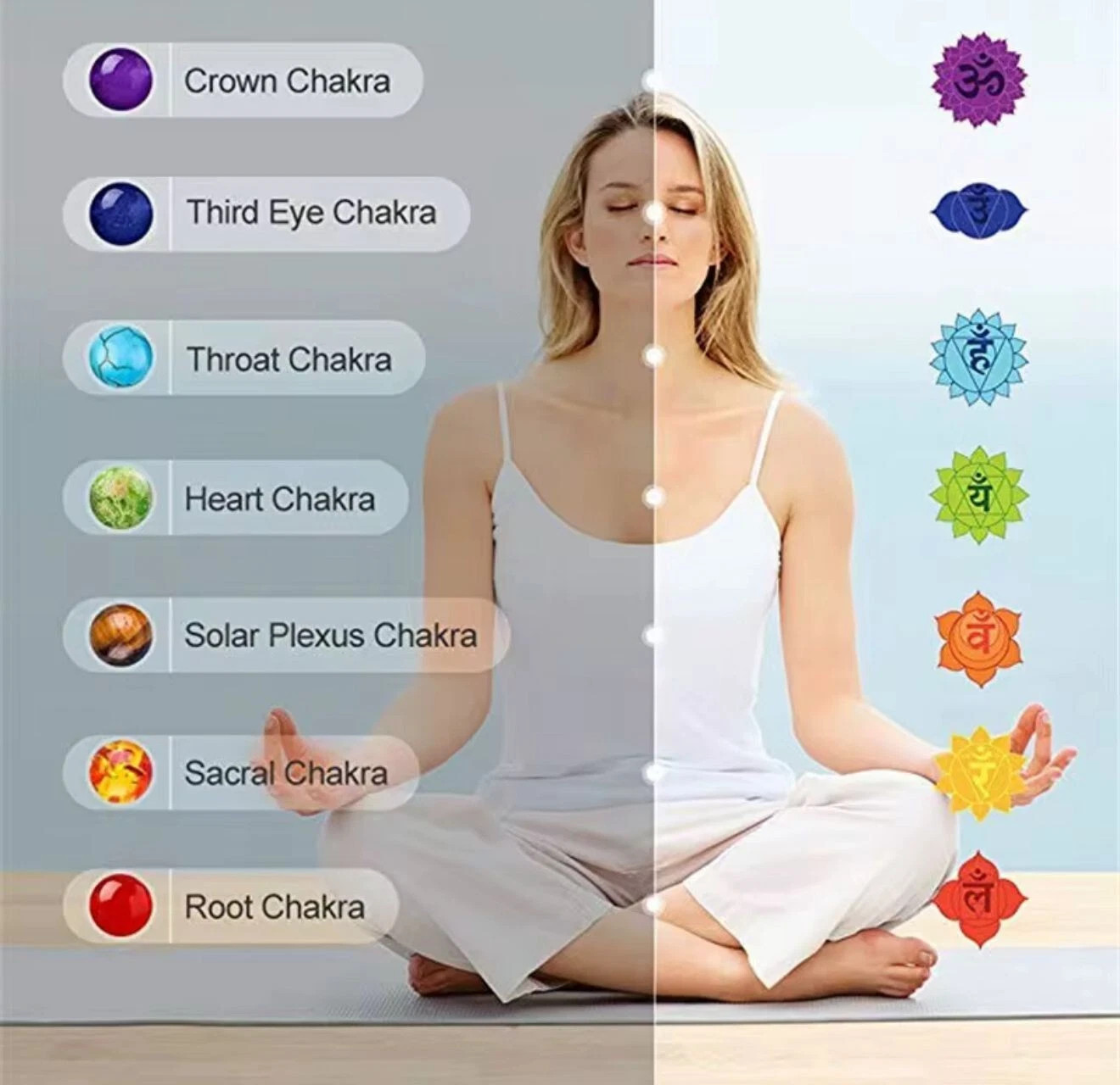 7 Chakra Bead Crystal Gemstone Bracelet Anxiety Stone Healing Reiki Yoga Life