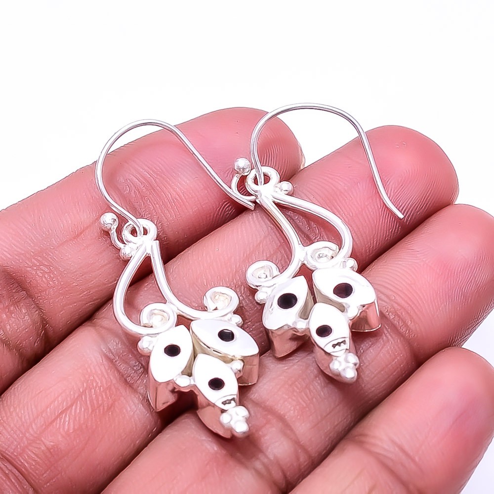 Iolite Multi Collet 925 Sterling Silver Earring 1.95″ E19, Christmas Gift