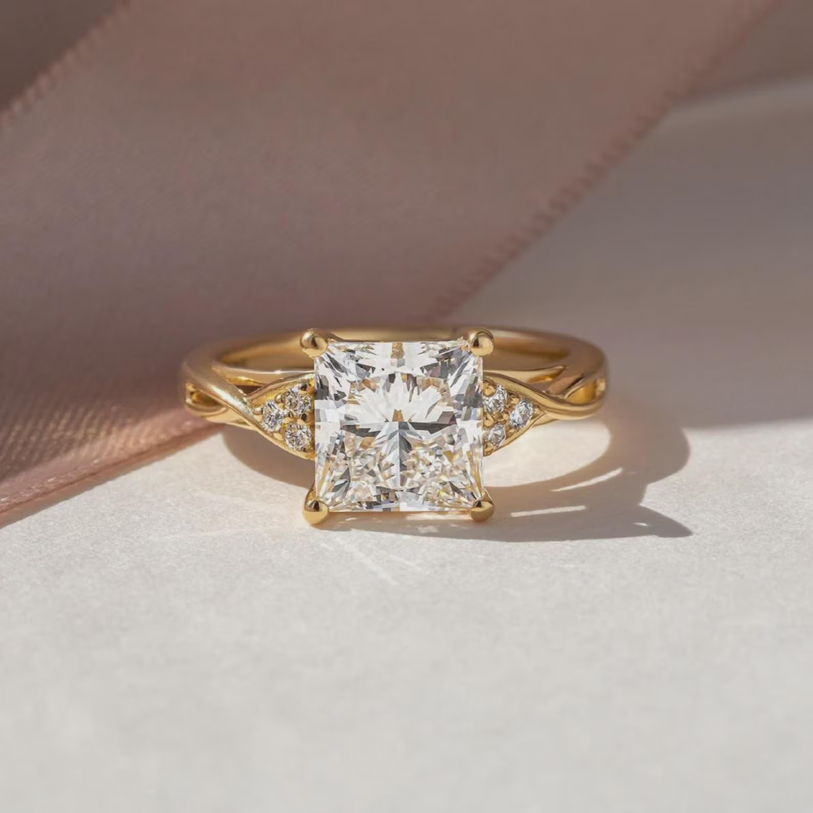 2.75CT Princess Cut Moissanite Solitaire Engagement Ring, Wedding Gift For Her