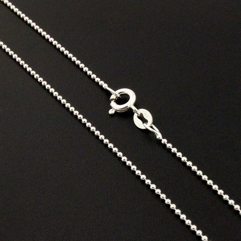Sterling Silver 925 Diamond Cut Bead Chain 1.2 mm Italian Chain Necklace Z02