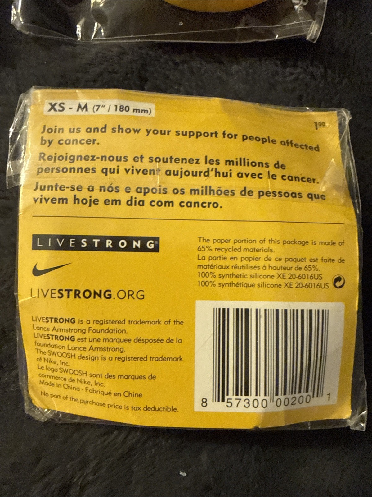 Lot Of 4 Nike LIVESTRONG Authentic Wristband Bracelet NEW XS-M 7″ 180mm