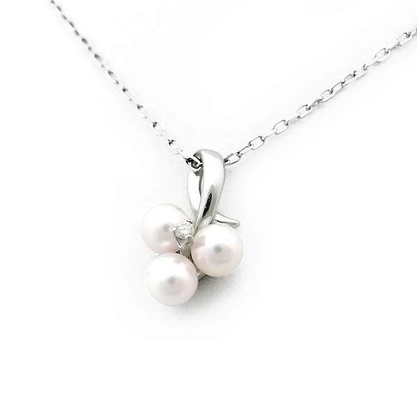 MIKIMOTO Midoriya Baby Pearl Diamond Pendant Necklace 4.9mm DDU