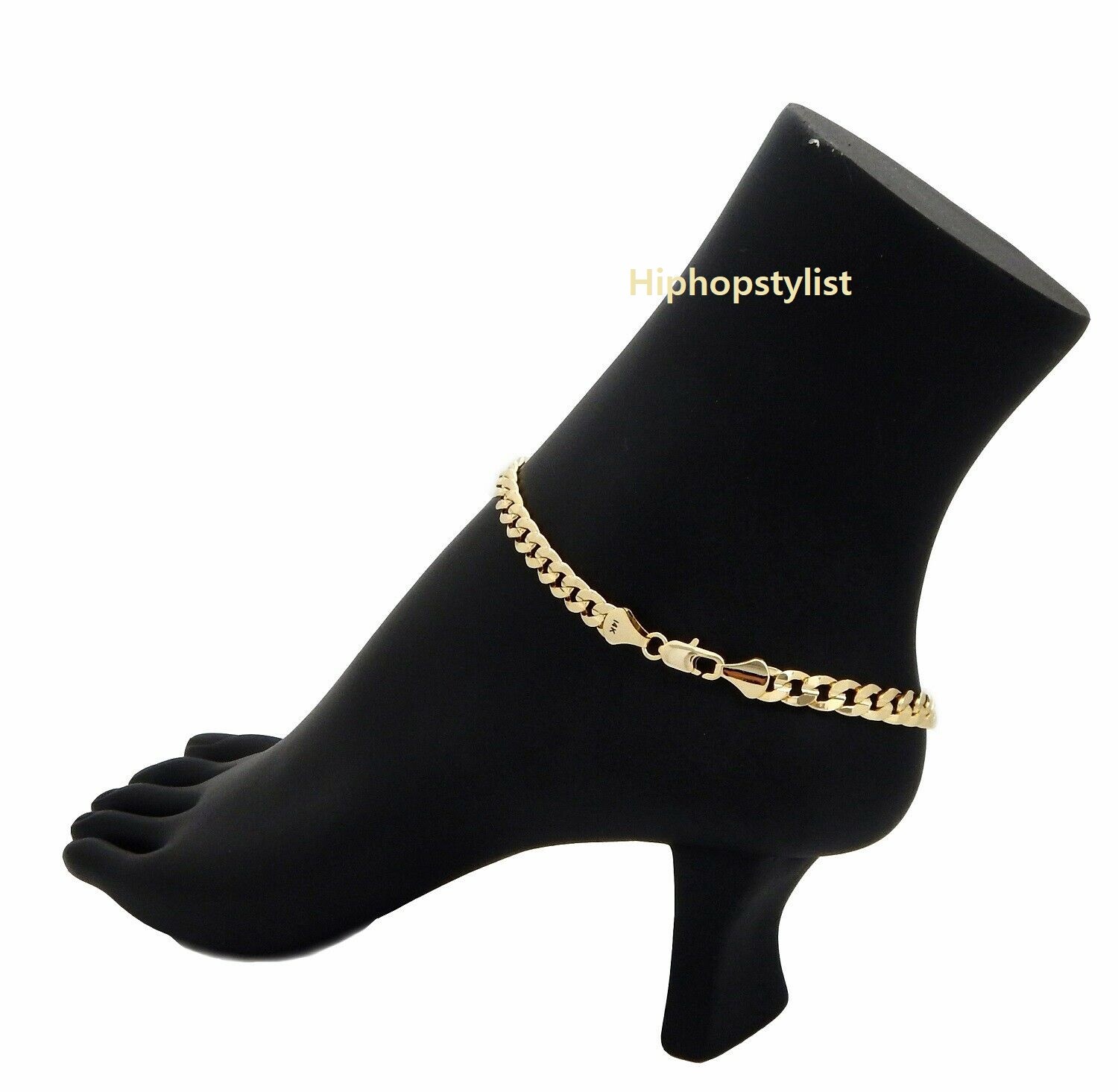 10″ CUBAN CURB LINK CHAIN QUALITY ANKLET BRACELET 14K ITALY GOLD PLATED
