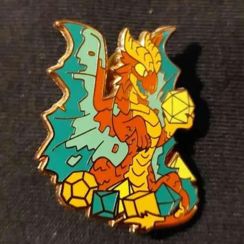 Copper Dragon with Dice Enamel Pin | Dice Hoarders Series | Max Dlabick