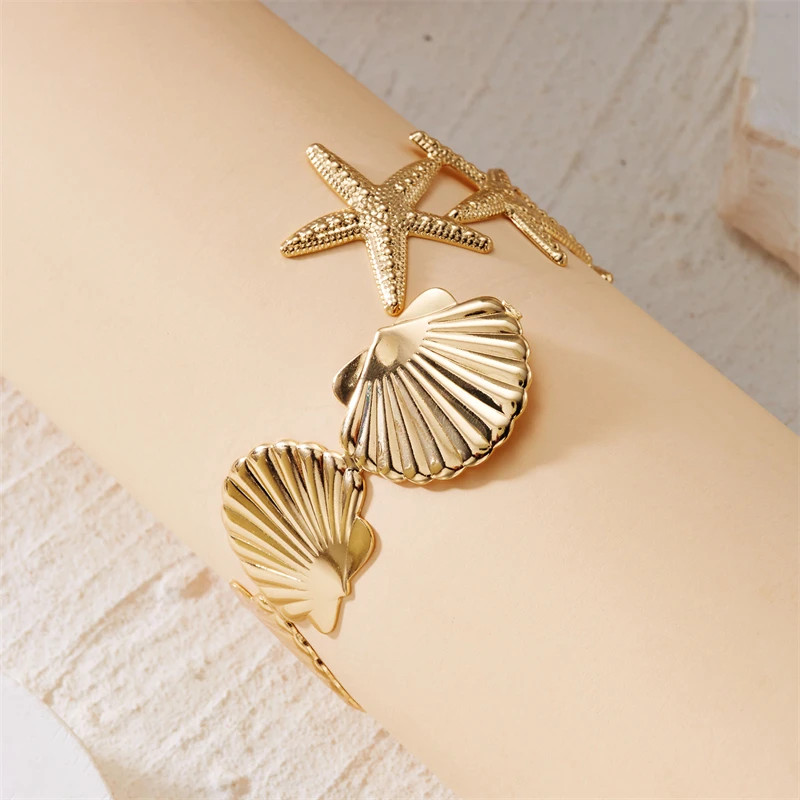 Sea Star Starfish Shell Upper Arm Bracelet for Women Beach Vacation Jewelry