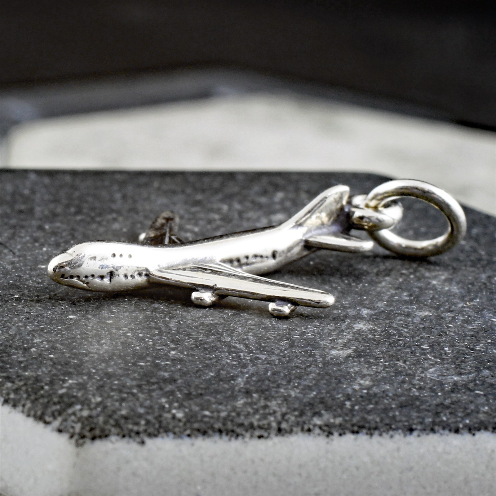 925 Sterling Silver 747 Airplane Plane Jumbo Jet Airbus Boeing Charm Pendant