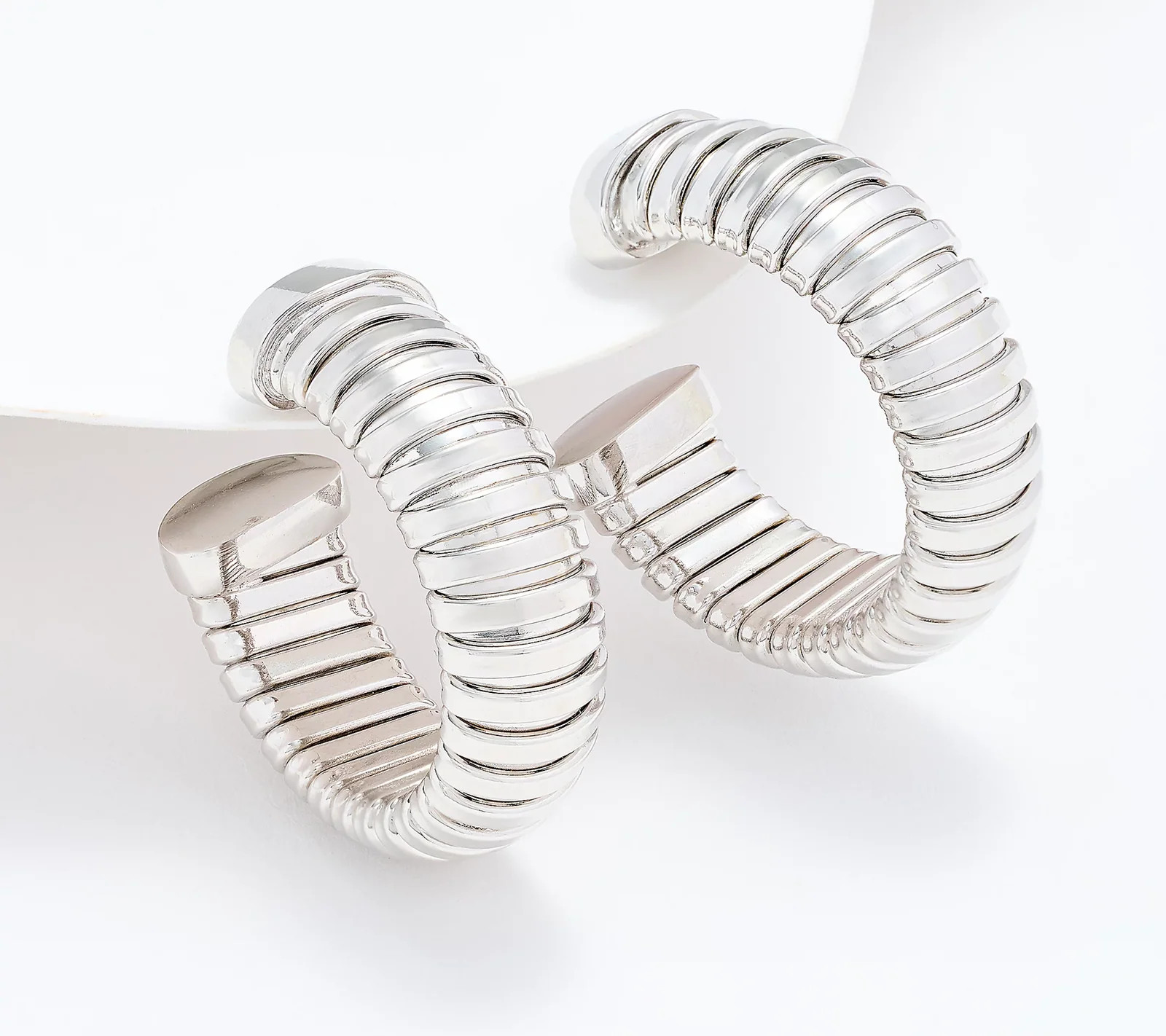 David Markstein White Bronze 1″ Tubogas Hoop Earrings