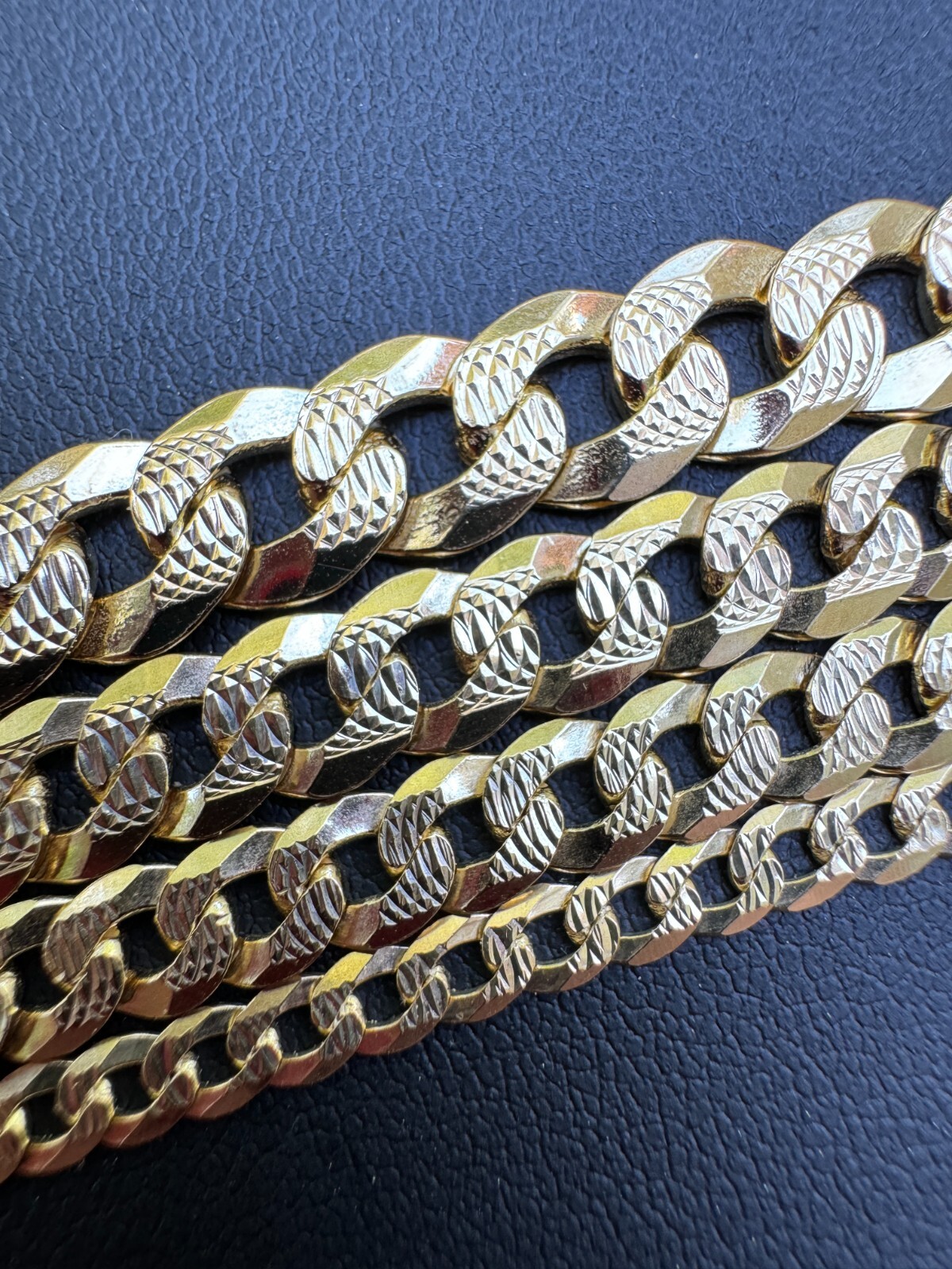 Real 14k Gold Plated Solid 925 Silver Diamond Cut Flat Cuban Bracelet 4-8mm