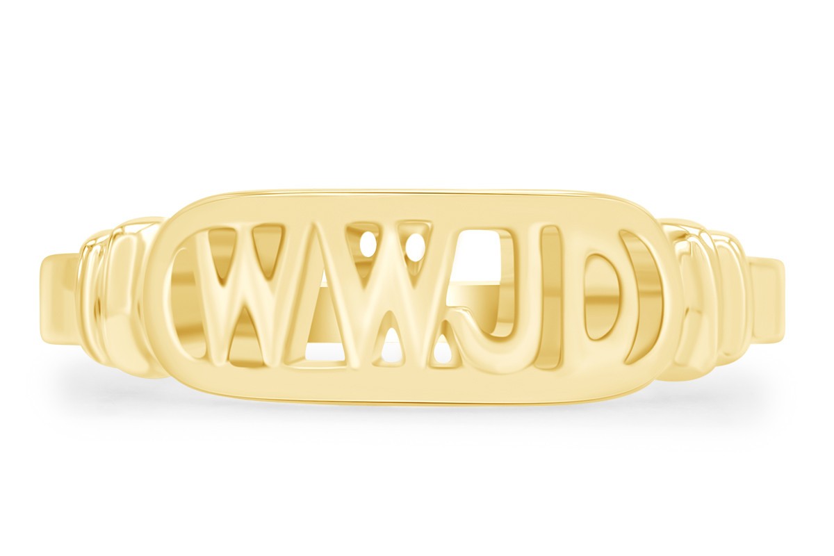 What Would Jesus Do “WWJD” Designer Ring 14k Yellow Gold Plated 925 Silver