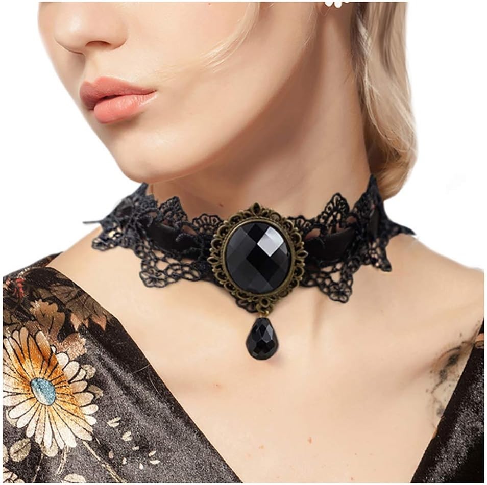 Retro Handmade Craft Lace Royal Court Vampire Choker Gothic Necklace Bracelet…