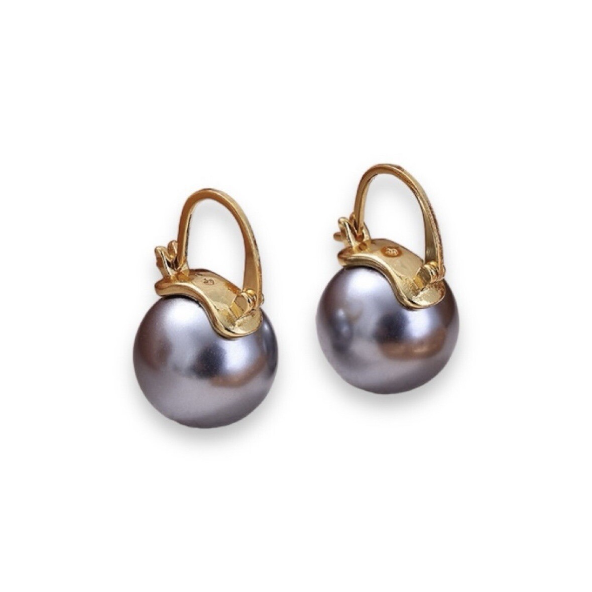 Gray Pearl Dangle Drop Earrings for Women