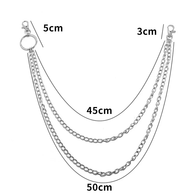 Metal Belt Chain HipHop Rock Punk Hook Trousers Pant Waist Link Metal Wallet