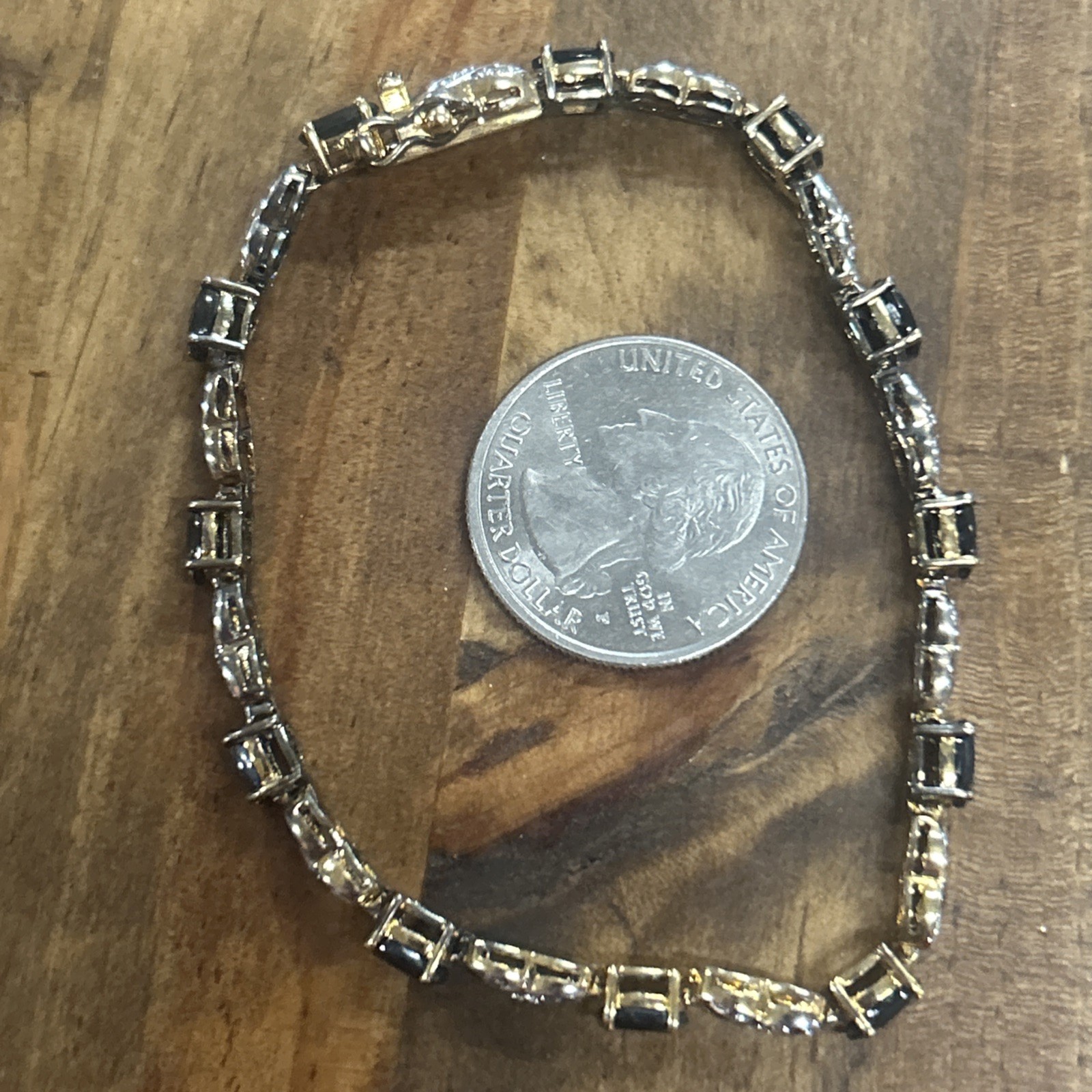 Sterling Silver XO Link 7.5″ Marquise Cut Onyx Tennis Bracelet 11.27 Grams