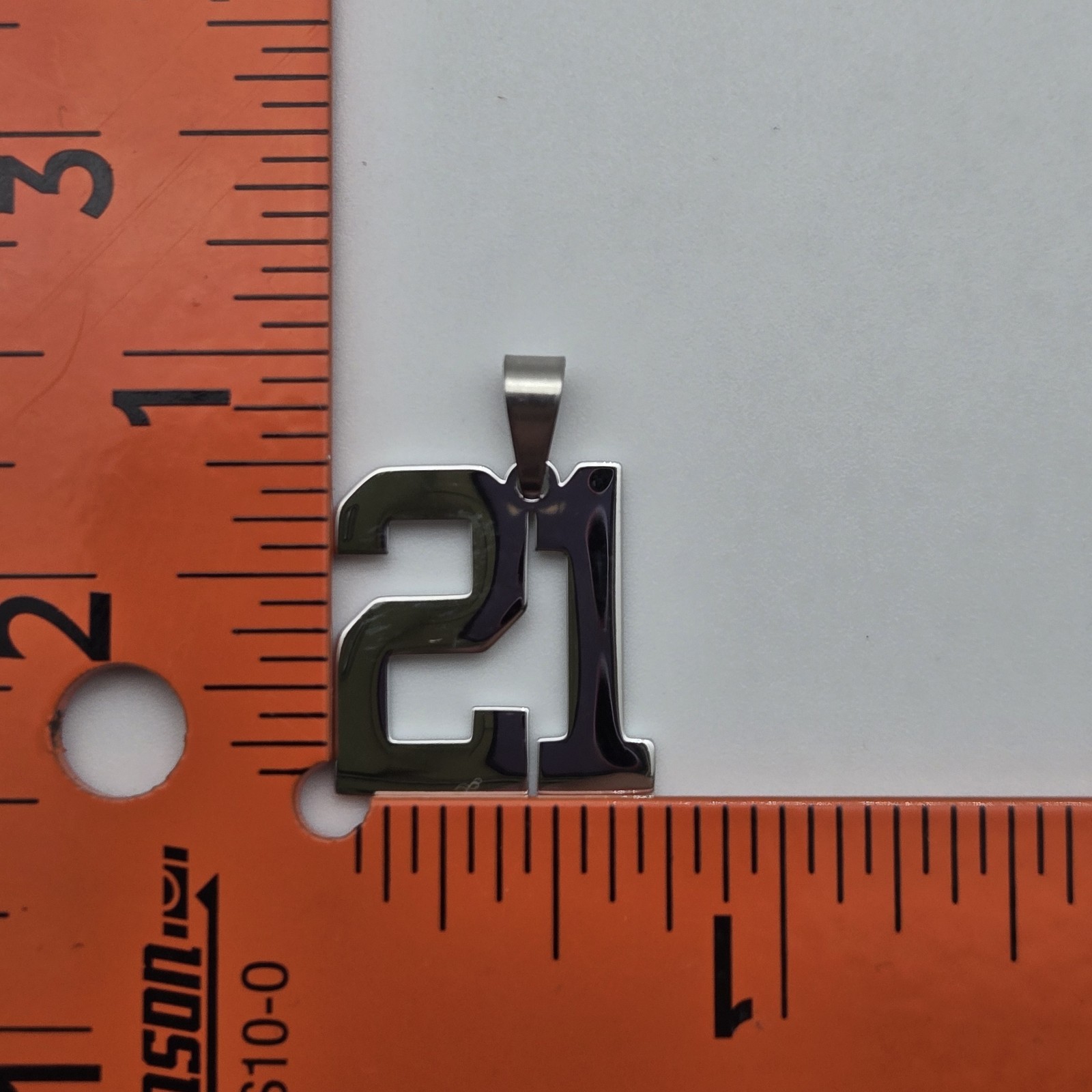 #21 BASEBALL FOOTBALL NUMBER Pendant Charm / 18″-24″ STAINLESS CHAIN NECKLACE