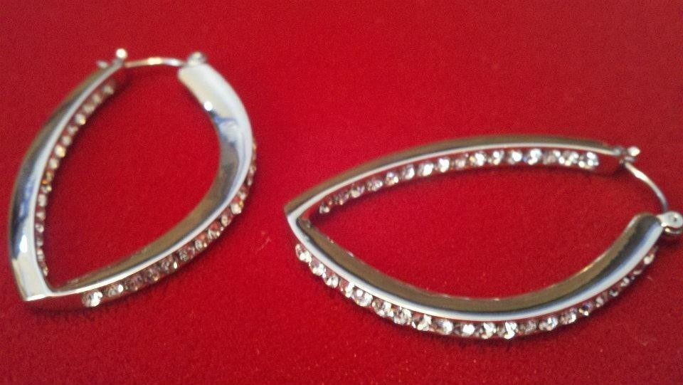 Premier Designs Jewelry STARSTRUCK Crystal Silver Pierced Hoop Earrings New