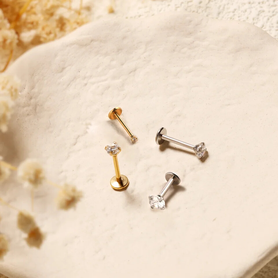 Tiny Nose Stud and Cartilage Earrings for Women Helix Tragus Lip 18G