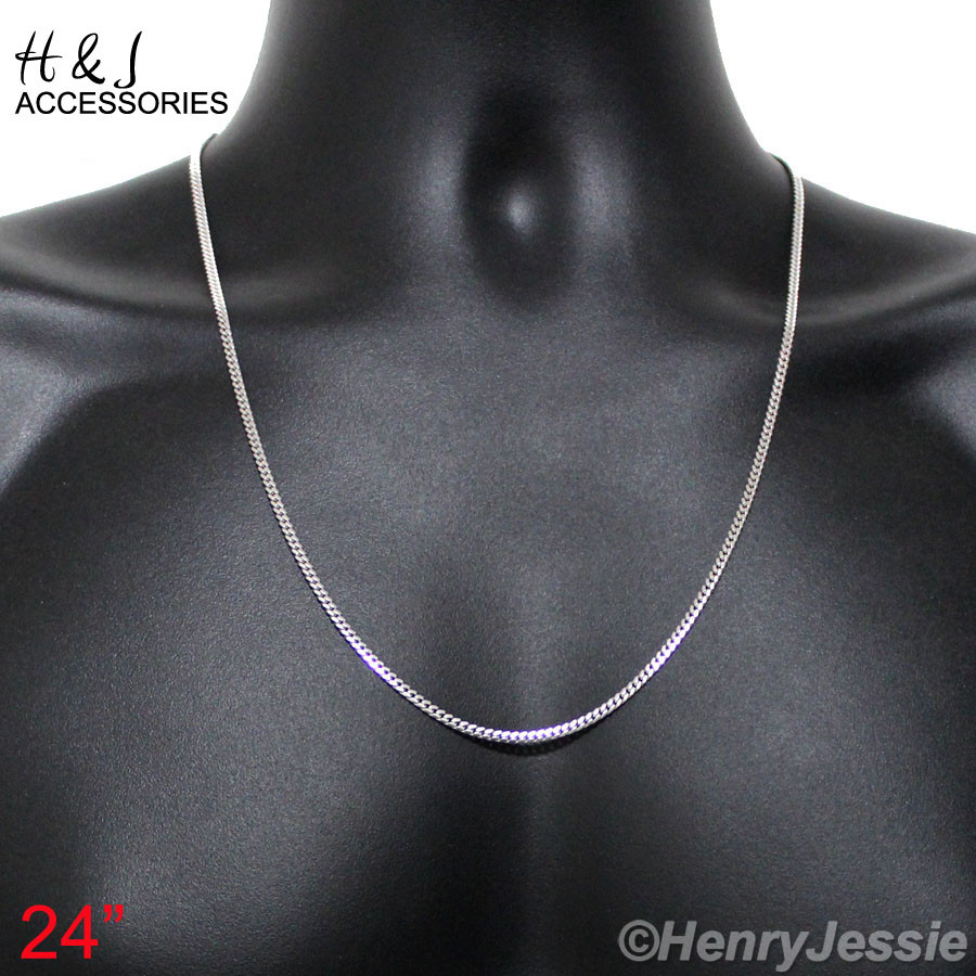 16″-24″MEN WOMEN 925 STERLING SILVER 2MM MIAMI CUBAN CURB CHAIN NECKLACE*ASN14