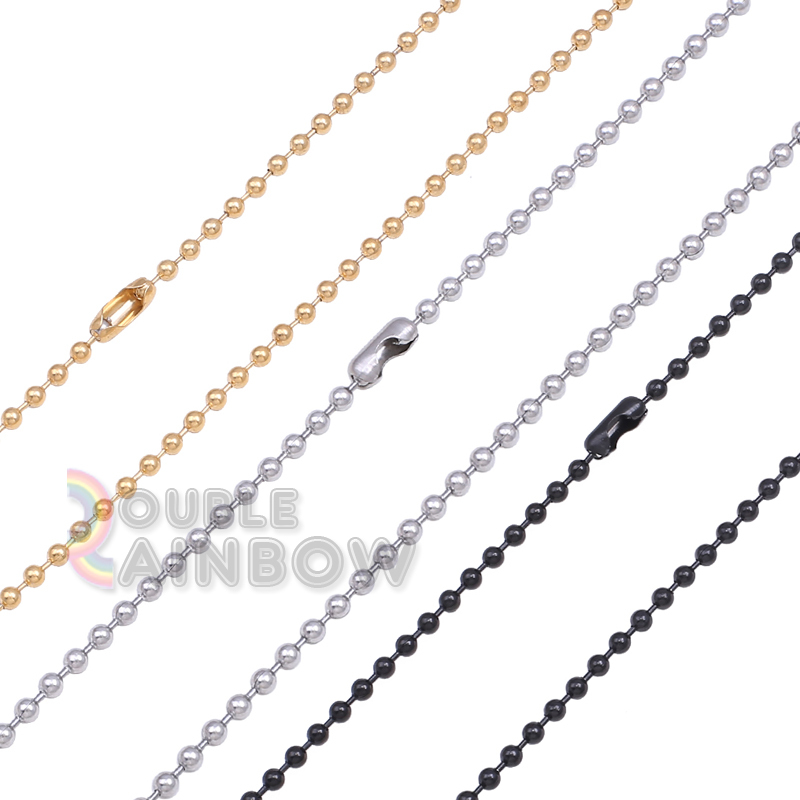 C21 20-30″Men stainless steel Gold Silver Black Plated ball bead necklace chain