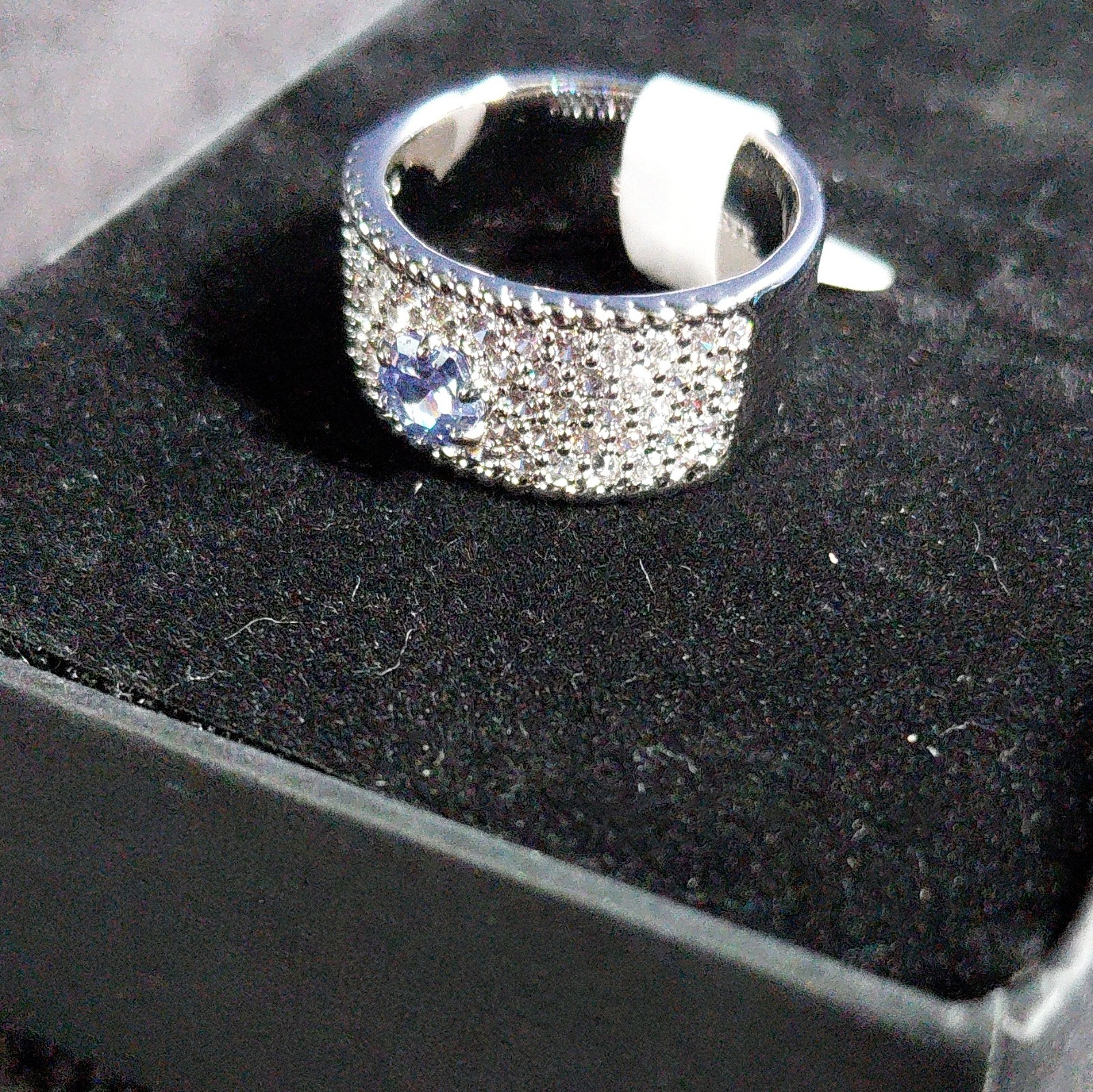 SHE’S BEAUTY AND GRACE- Rhodium CZ Pavé Band- BP-size 9- Dec Birthday 2023