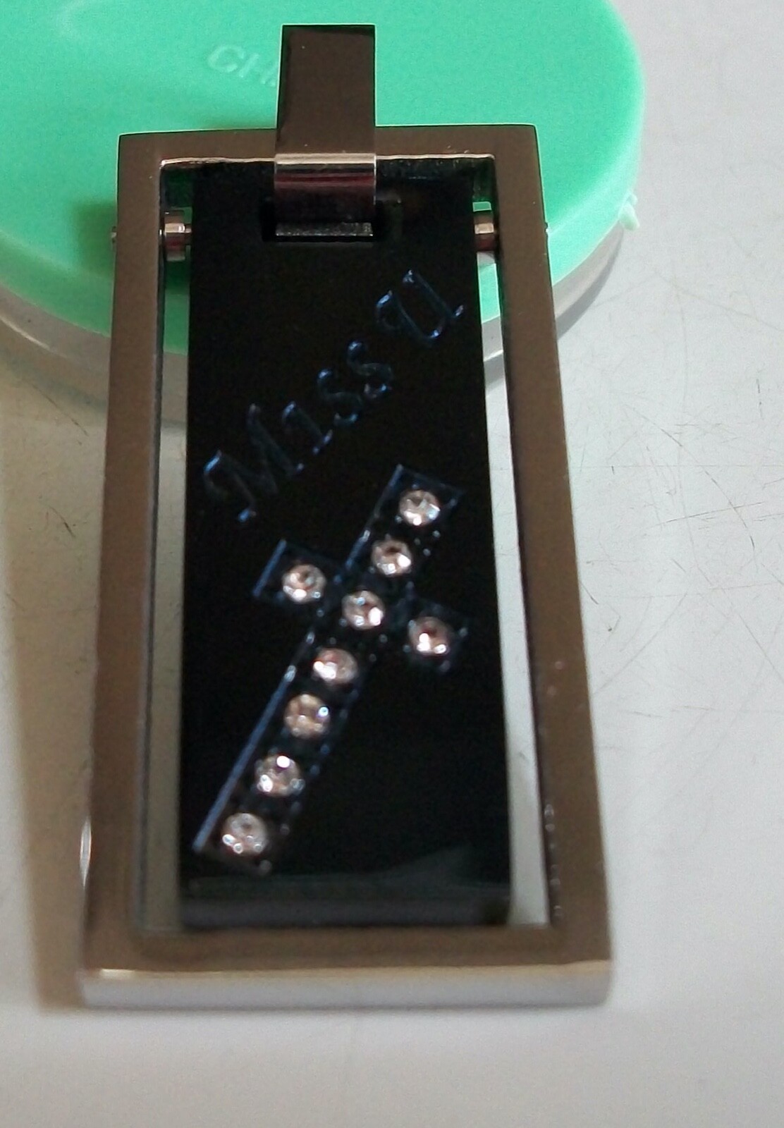 Stainless Steel Silver, Black & Blue Color Miss U Cross Fashion Charm
