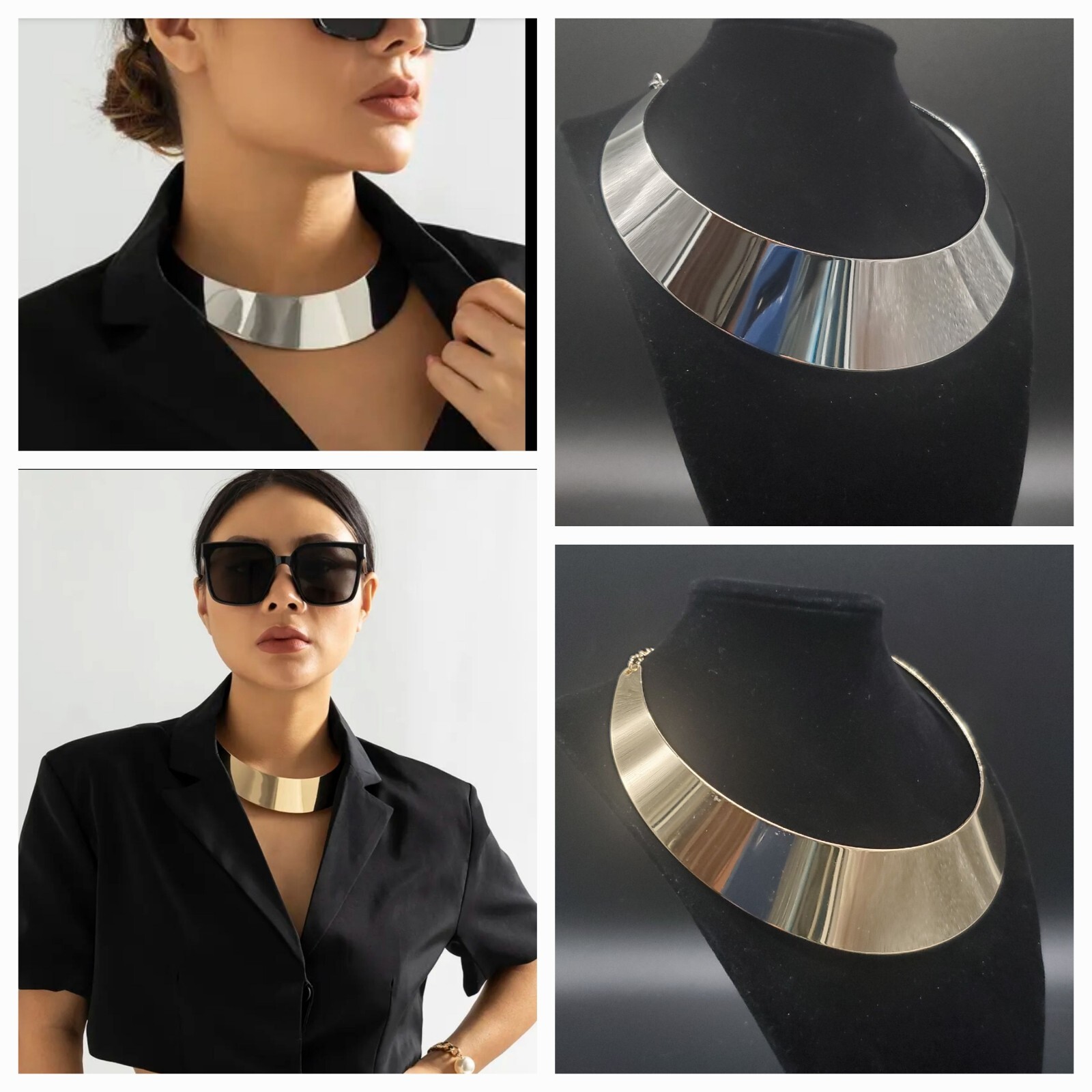 Chunky Collar Choker Wide Statement Necklace Fashion Jewelry