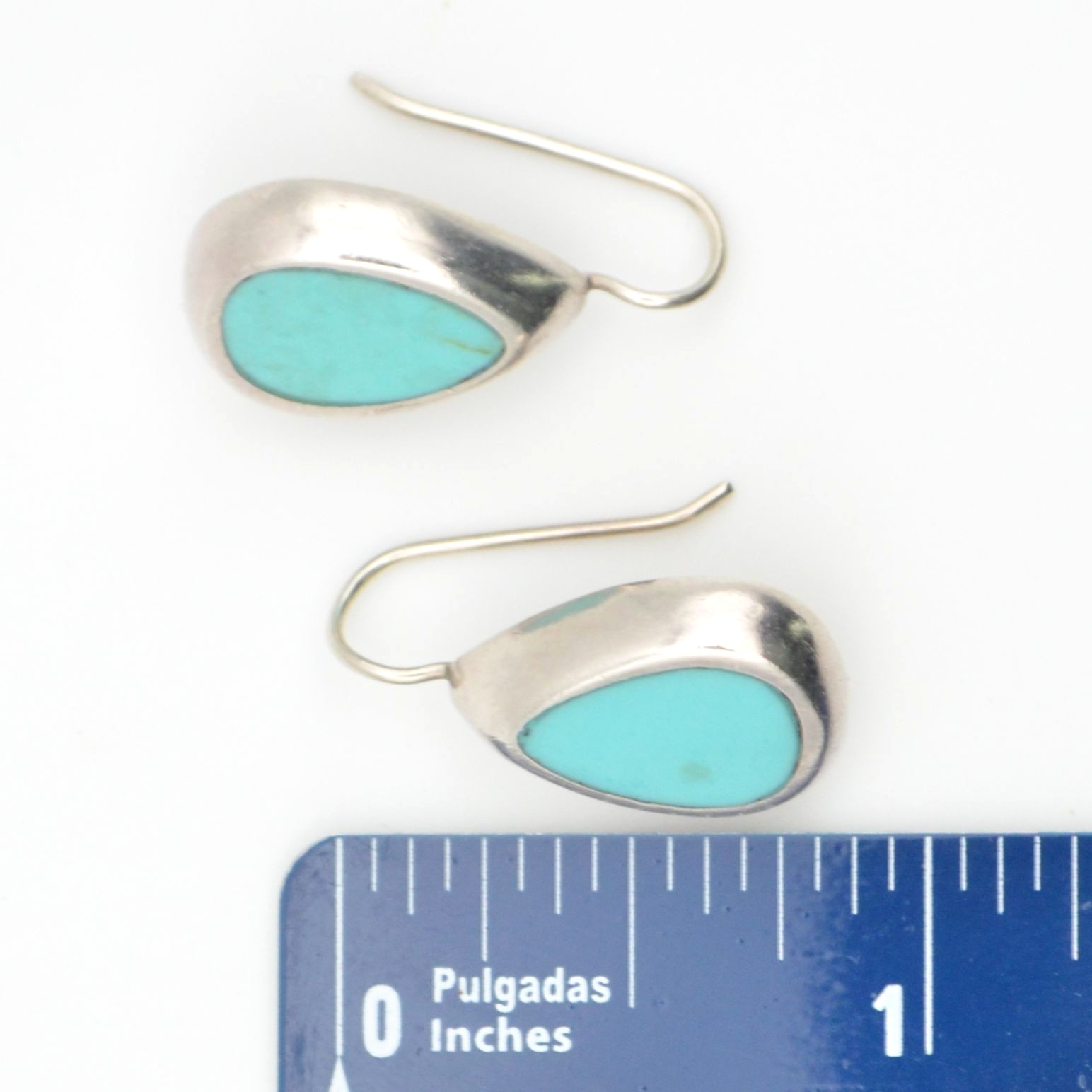 Mexican Sterling Silver Turquoise Heart Pendant & Teardrop Earrings Set 925 ATI