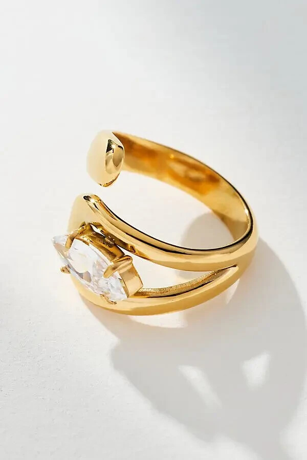 $44 8 Other Reasons Divorce Crystal Ring w Glass Stone & 22k Gold-Plated Brass