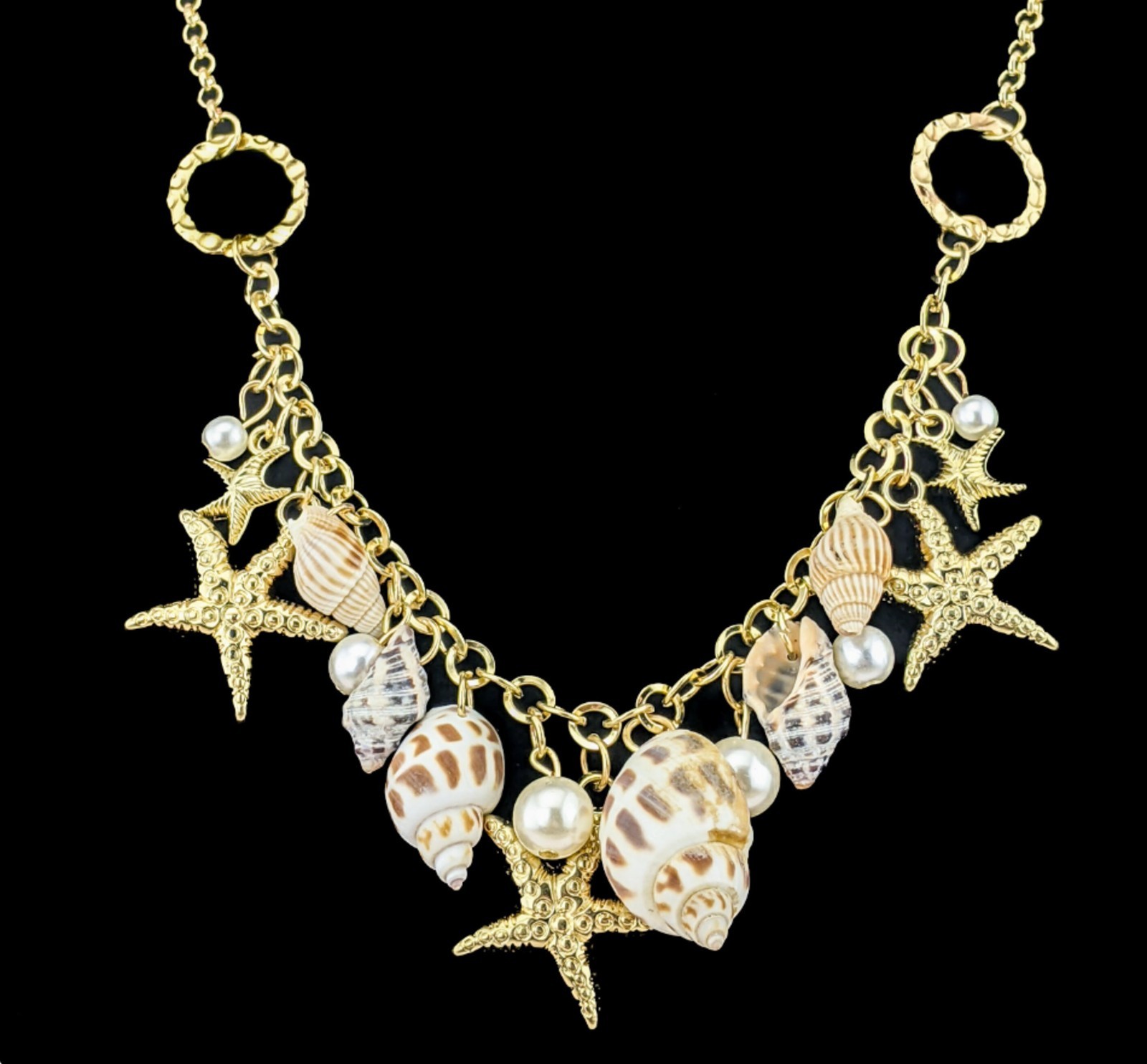 Starfish Shell Statement Necklace jewelry Beach nautical Cruise fashion statemnt