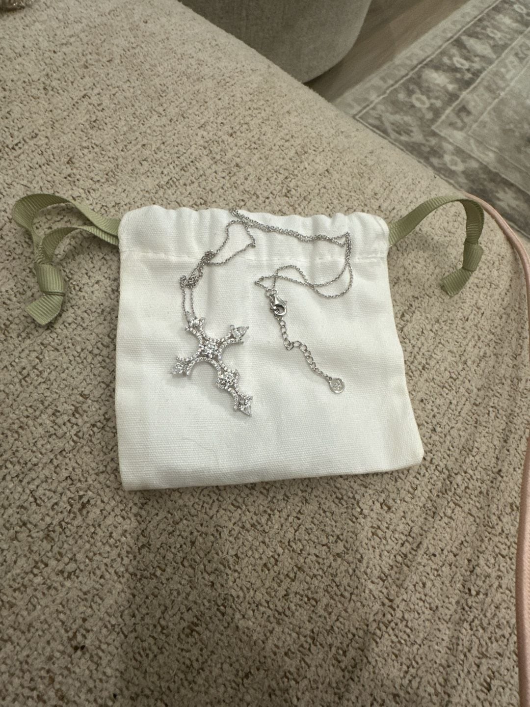 Crislu Pavé Cluster Cubic Zirconia Cross Pendant Necklace