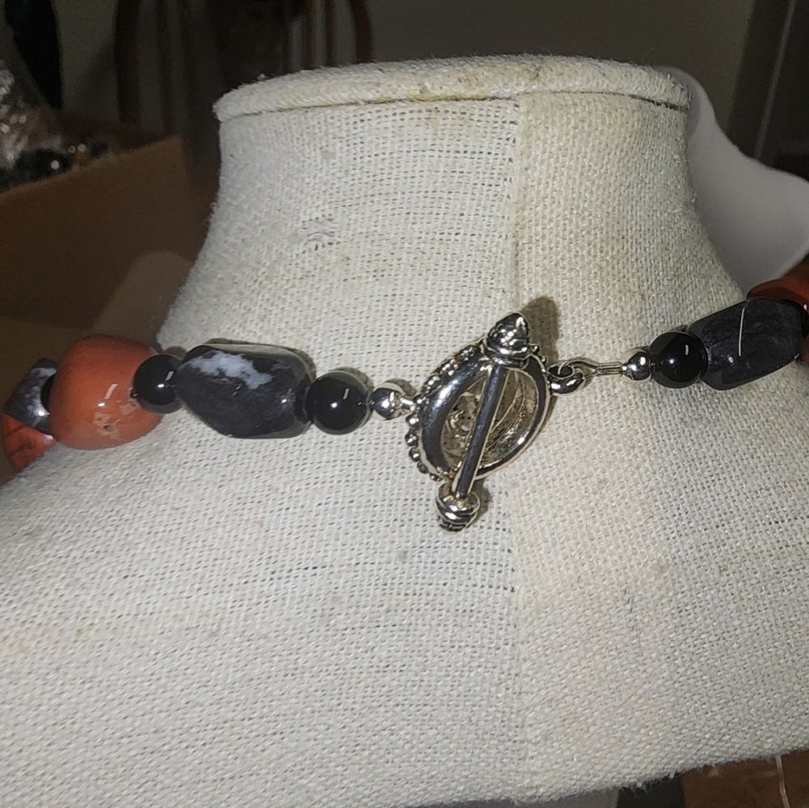 Artisan Red Jasper And Various Agate Stone & Cross Necklace and Earring Set
