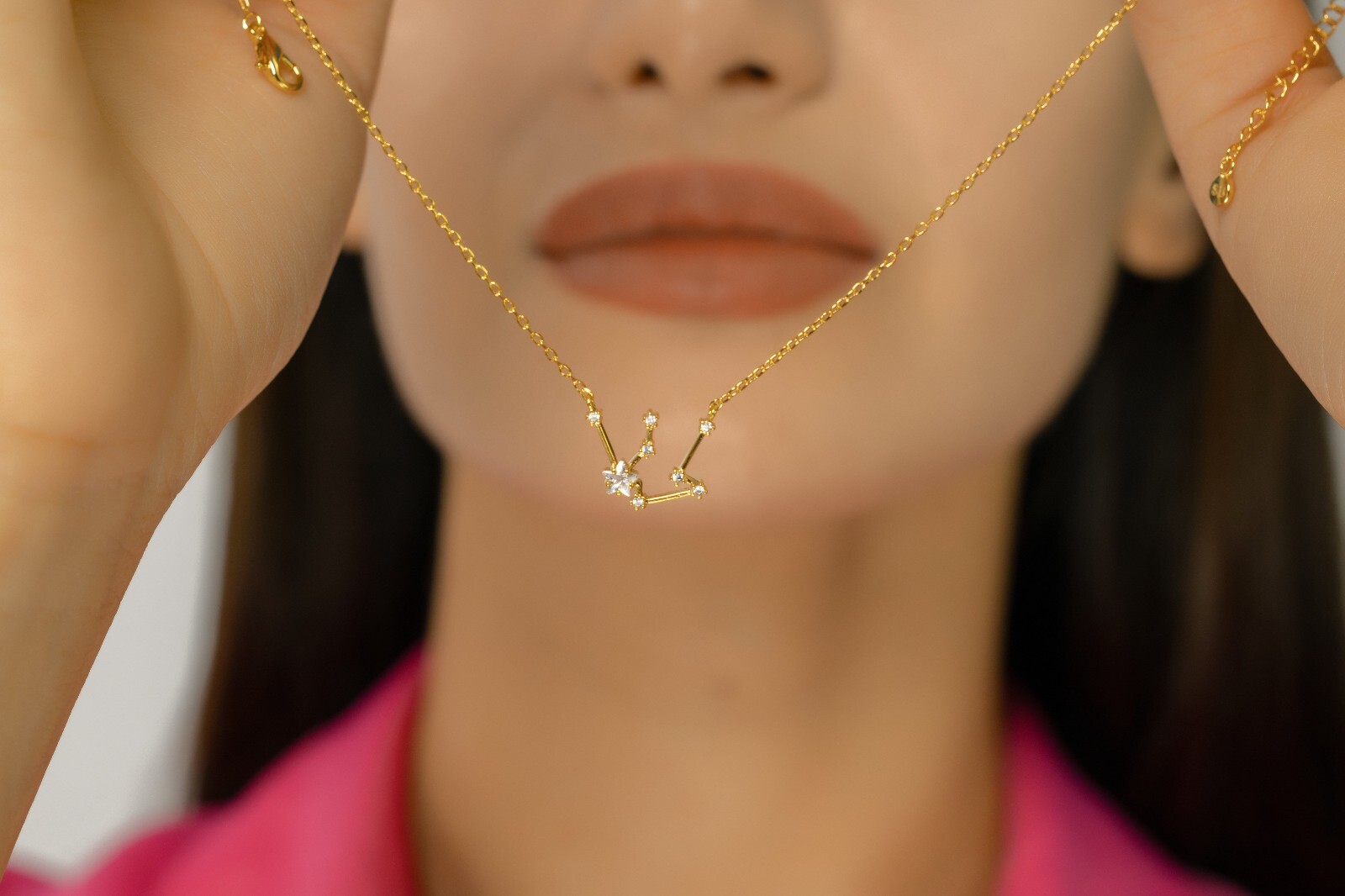 Zodiac Constellation Necklace with Crystals, Celestial Jewelry, Astrology Gift
