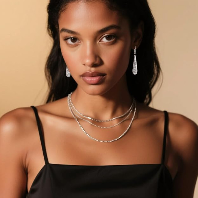 Silver Long Teardrop Dangle Earrings for Women, 14K Gold Plated Hypoallergenic