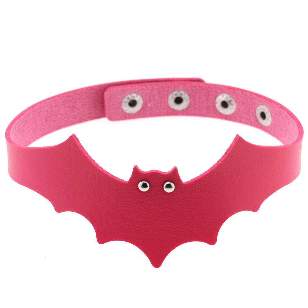 Gothic Bat Pattern PU Leather Choker Collar Necklace Halloween Cosplay Party