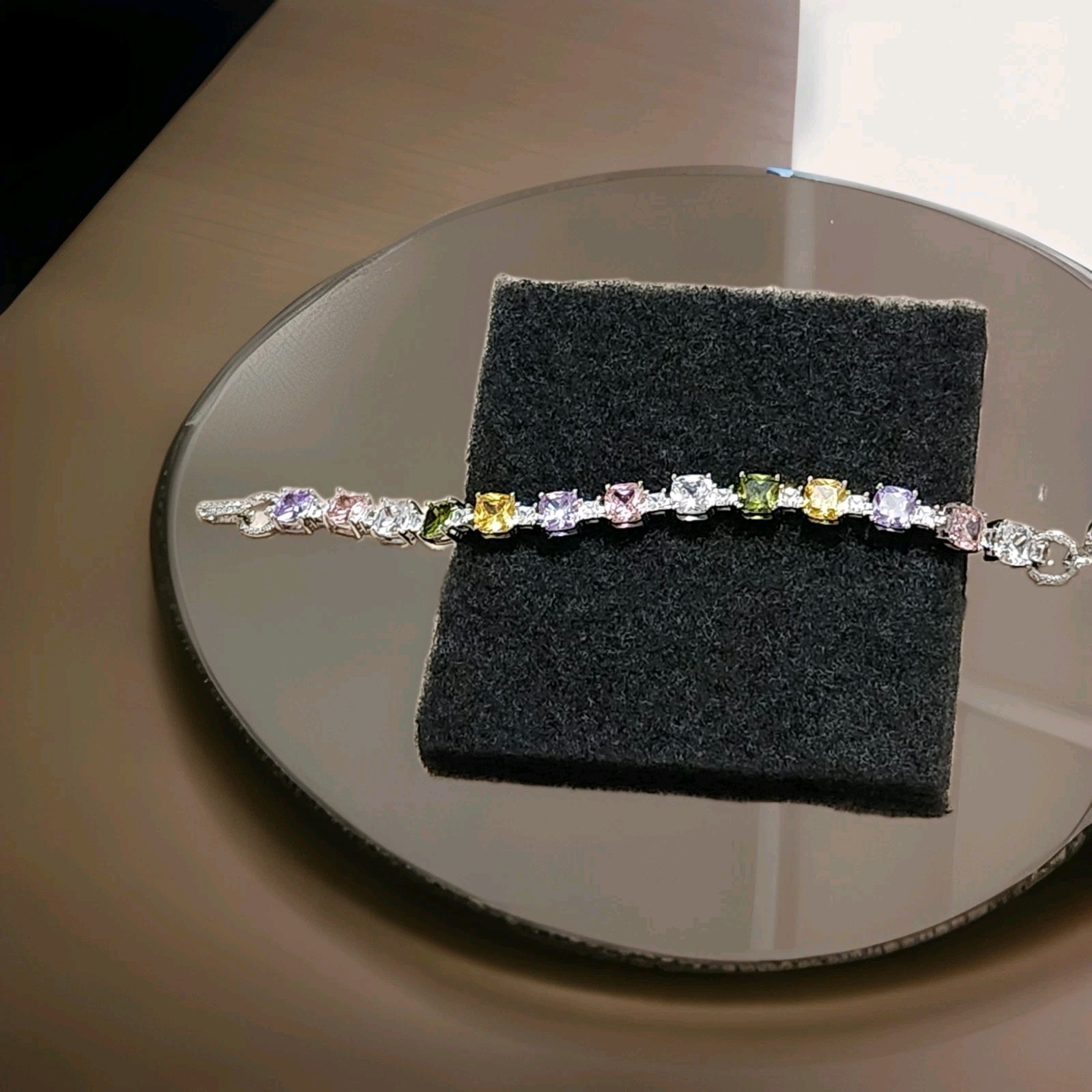 Multi-Color Zirconia Rhodium Plated Barclet 35.45 Ctw Size 7