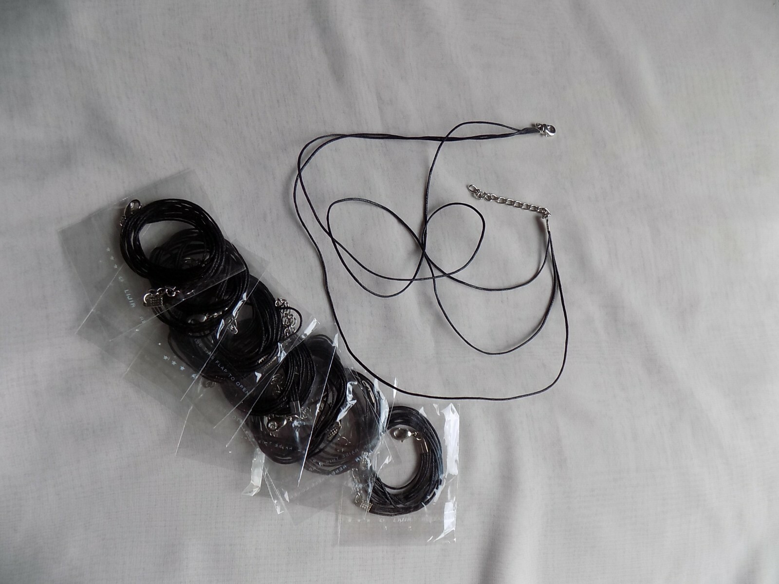 Nylon cord necklace, 3 strands, lot of 10