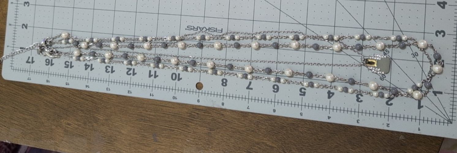 Lia Sophia “Great Expectations” Gray/White Beads Set of 3 Detachable Necklaces