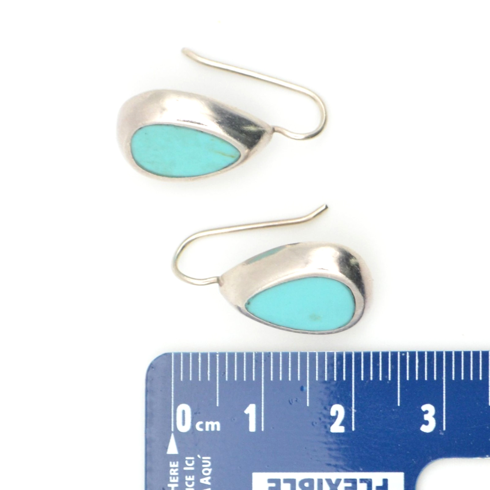 Mexican Sterling Silver Turquoise Heart Pendant & Teardrop Earrings Set 925 ATI