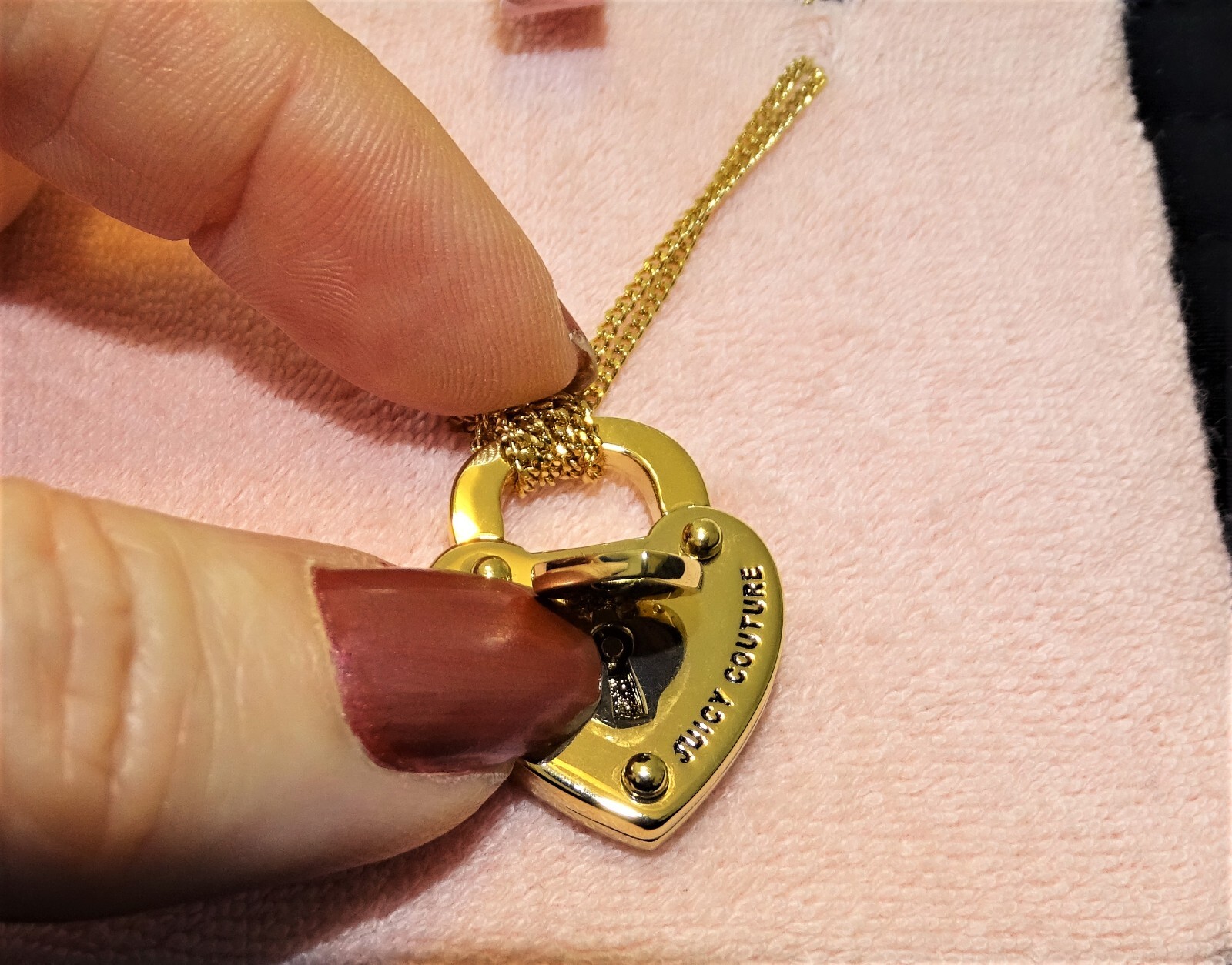 Vintage Juicy Couture Dual Strand Gold Plated Heart Padlock Necklace New in Box
