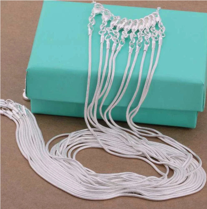 5/10pcs Wholesale 925 Sterling Solid Silver 1mm Snake Chain Necklace For Women