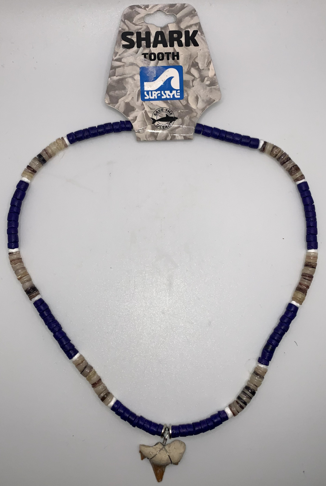 Surf Style Necklace Blue/White/Gray/ Shark Tooth Adjustable 18″ 716717 BOGO!
