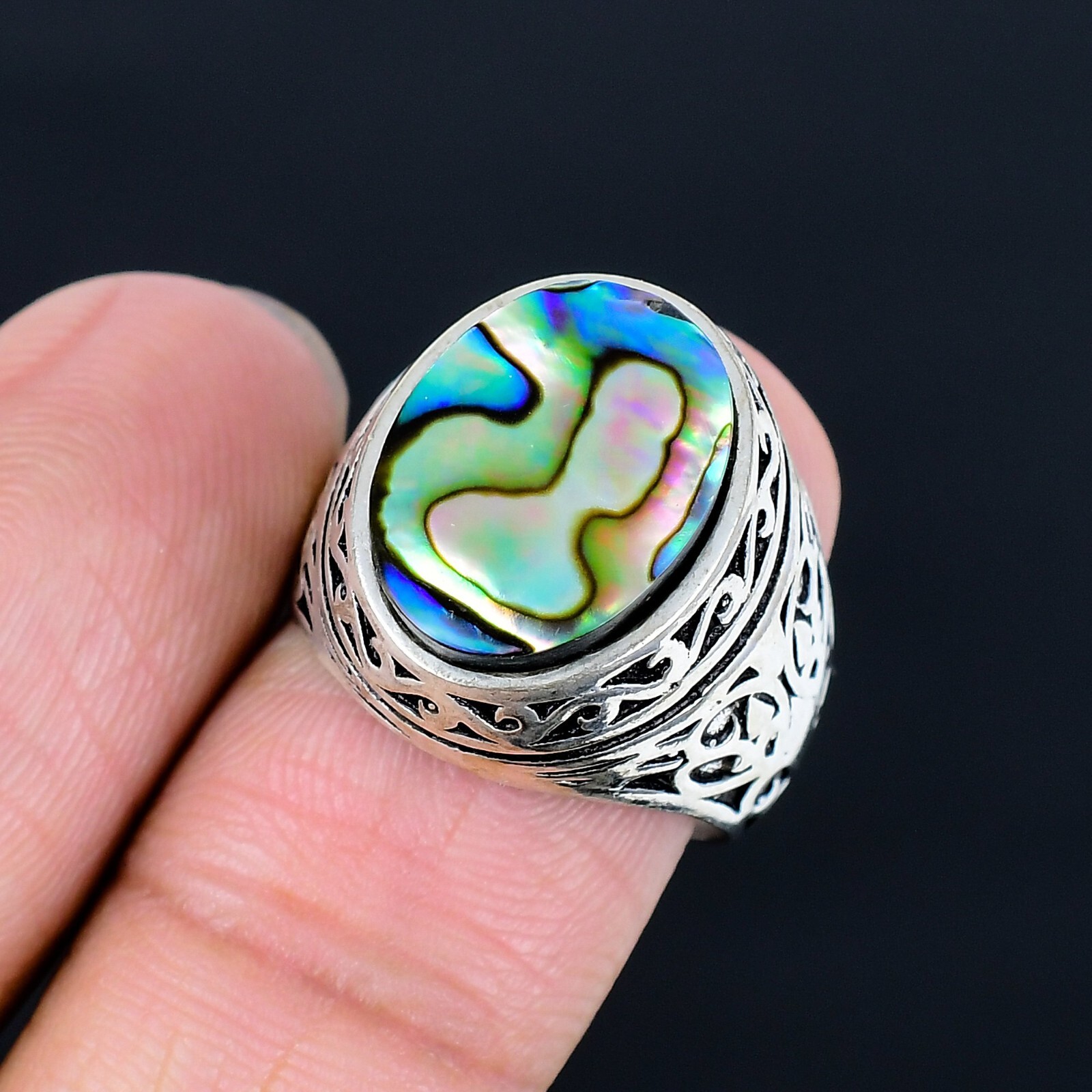 Abalone Shell Gemstone Ottoman Arabic Style Ring All Size Available LG-1120