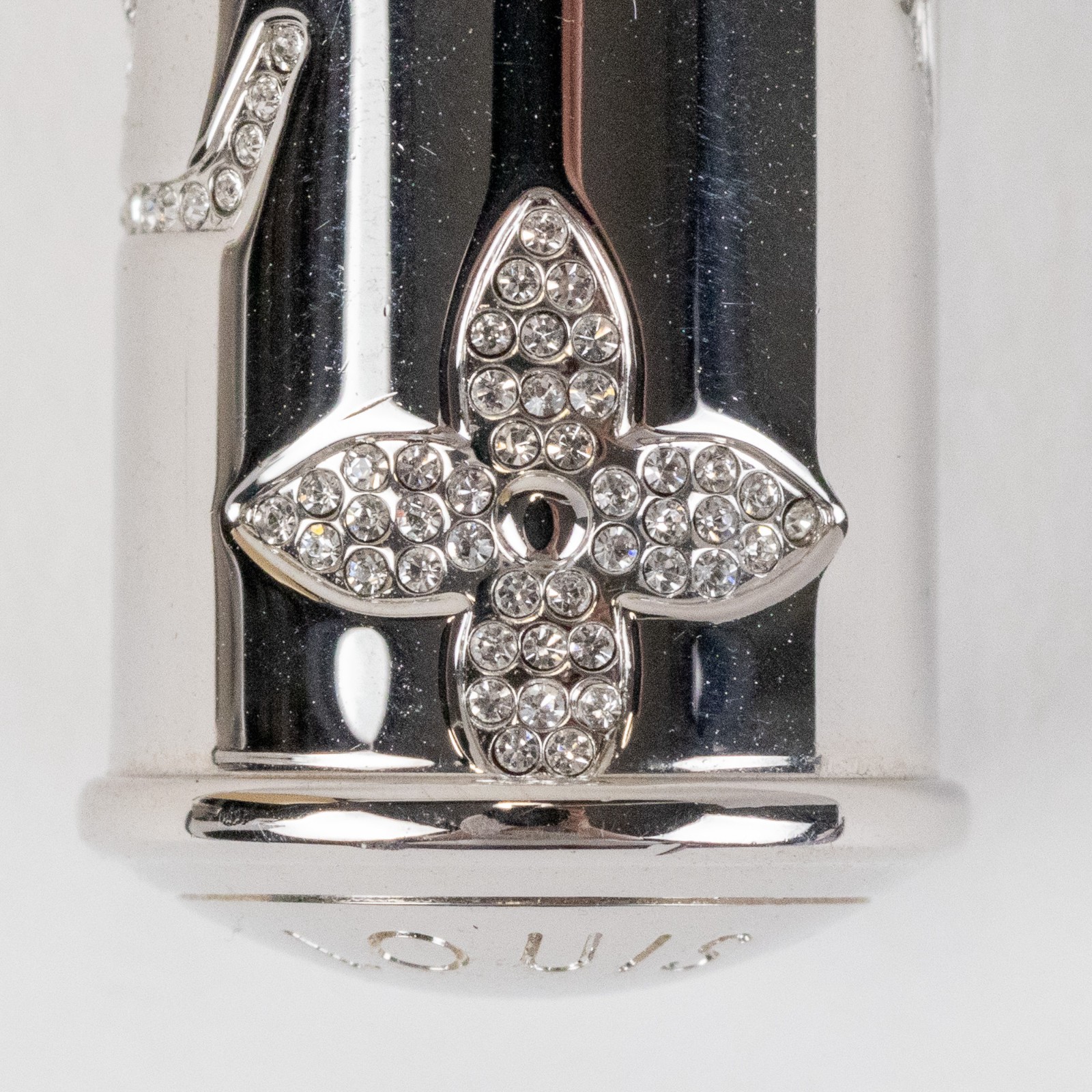 Louis Vuitton Monogram Strass Pill Case Pendant M68248 Silver Plate LV Auth Men