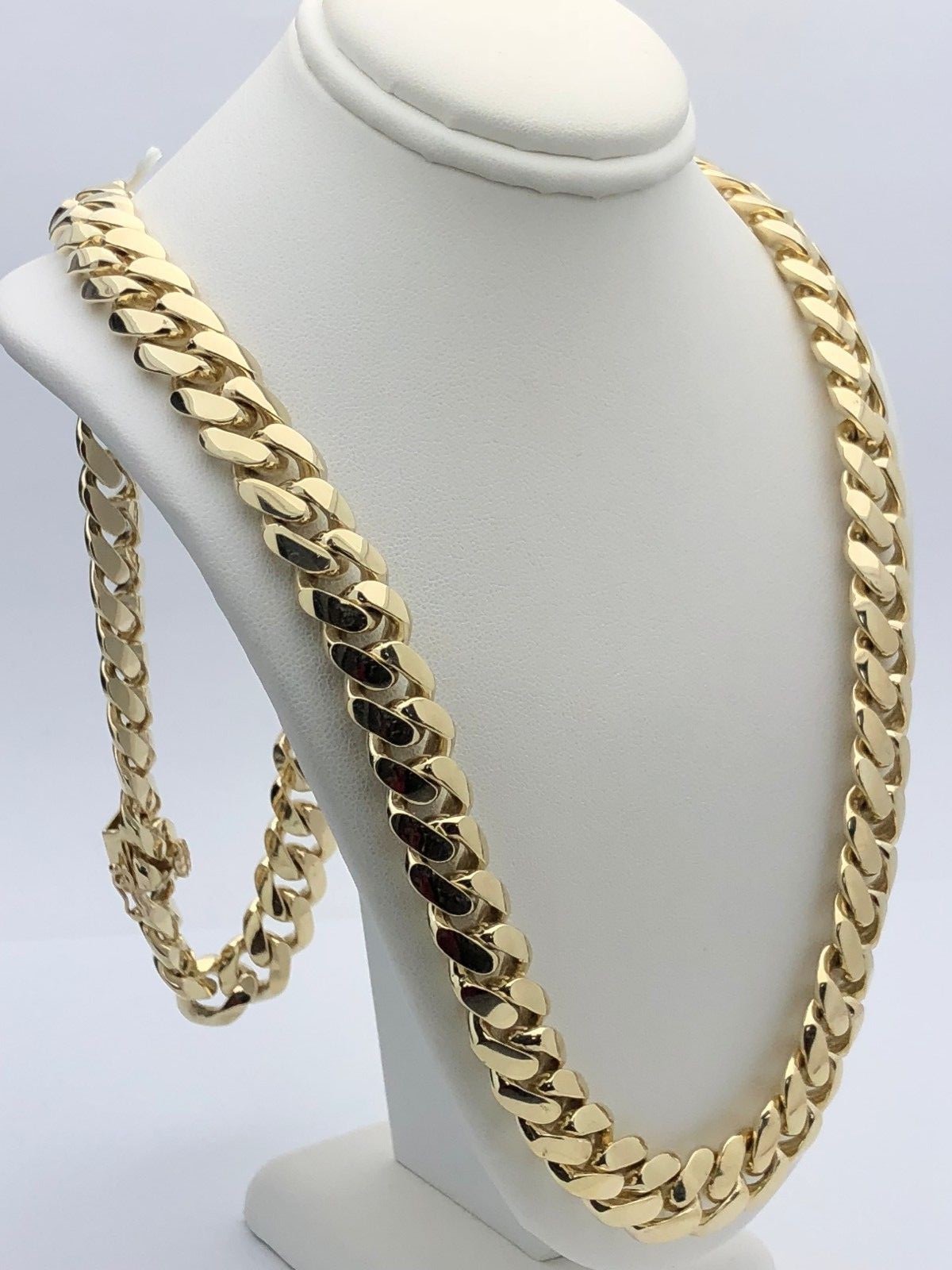 10k Yellow Gold Solid Heavy Miami Cuban Link Chain Necklace 24″ 7mm