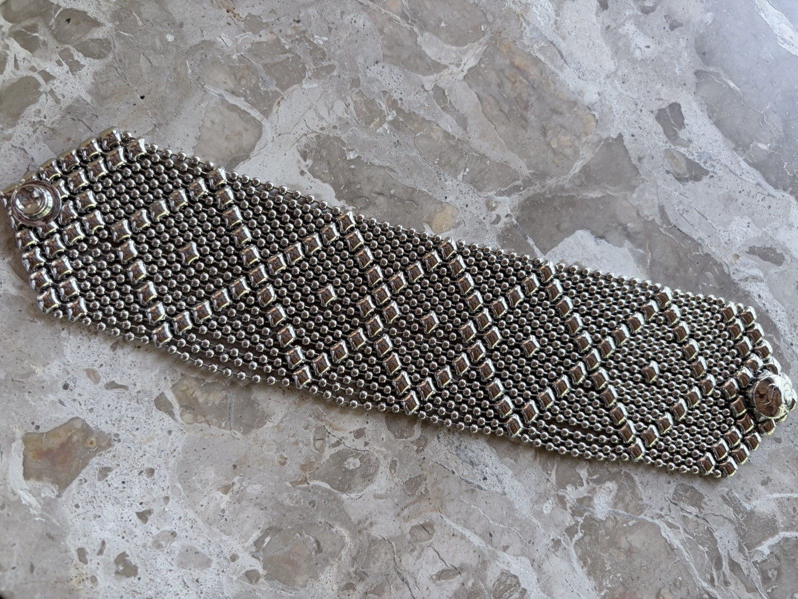 Sergio Gutierrez bracelet 8 inches by 1.75 inches an antique silver finish