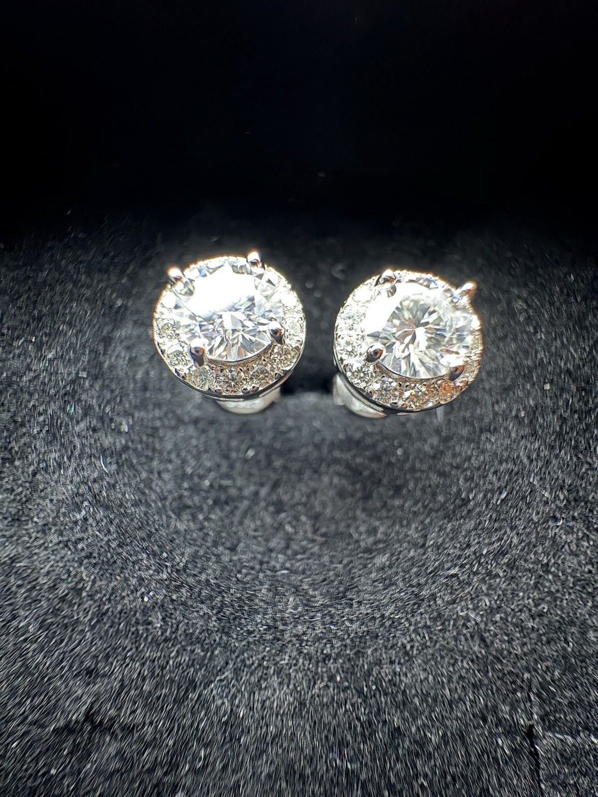 Round Moissanite Halo Stud Earrings 0.5CT GRA Certified 925 Sterling Silver Pair