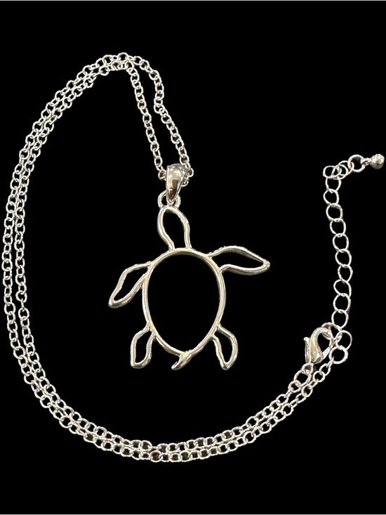 Turtle Pendant Necklace Silver Tone 18 – 20 Inch Length Ocean Sea Life Women