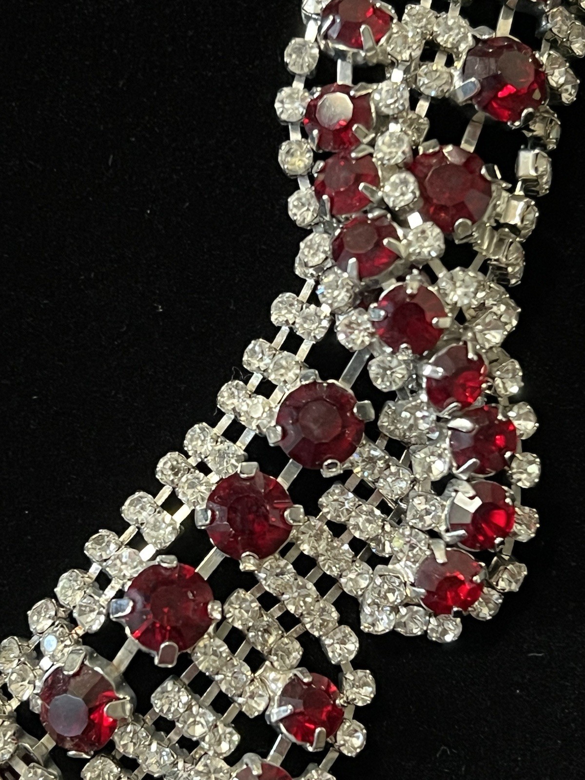 Iman Red Crystal Rhinestone Statement Bib Necklace