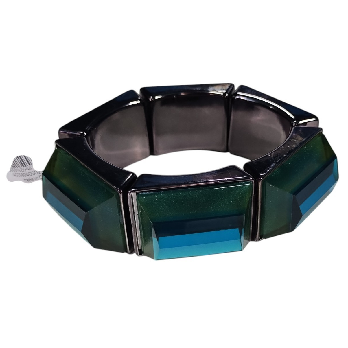 Bold Gems Jeweled Bulky Blue Green Statement Stretch Bracelet MSRP $39.95