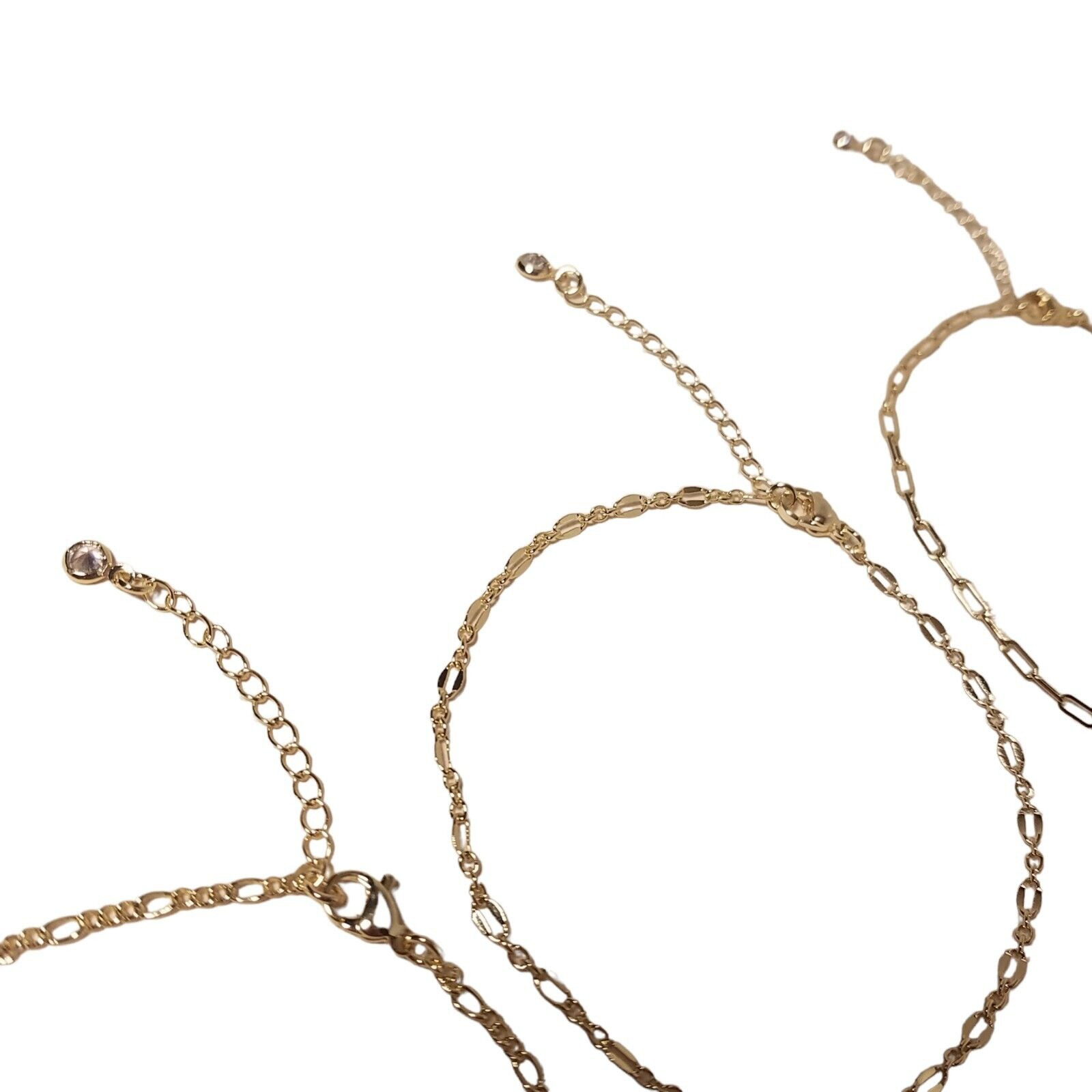 DEARMAY ANKLE BRACELETS Gold Plated Adjustable Chain Anklets 3 Pc Jewelry Set